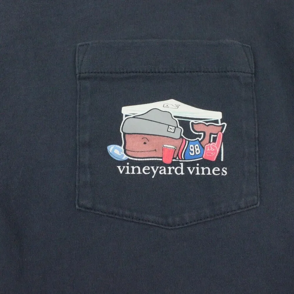 Vineyard Vines Long Sleeve Pocket Tee Mens Small Navy Cooler Graphic - Picture 2 of 8